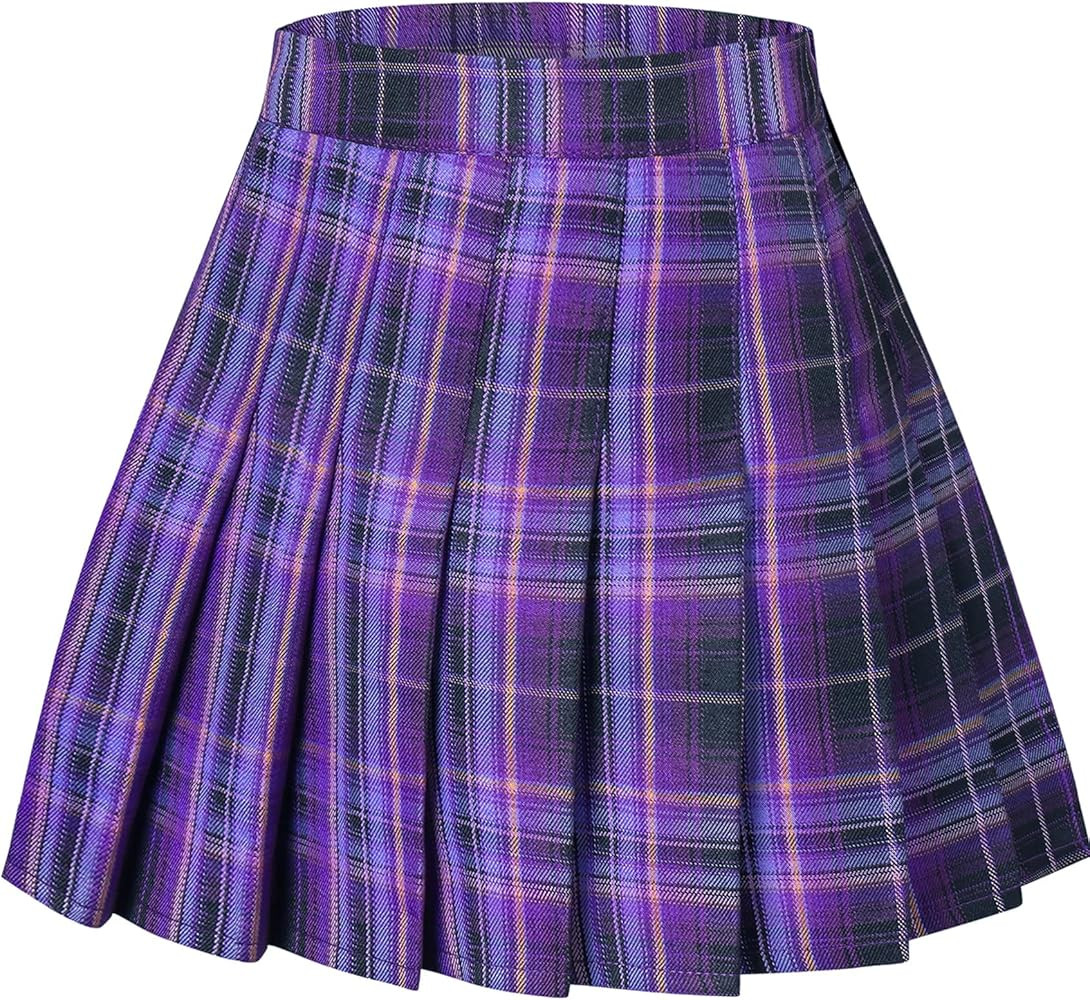 SANGTREE Women's Pleated Mini Skirt with Comfy Casual Stretchy Band Skater Skirt, US XS - US 4XL | Amazon (US)
