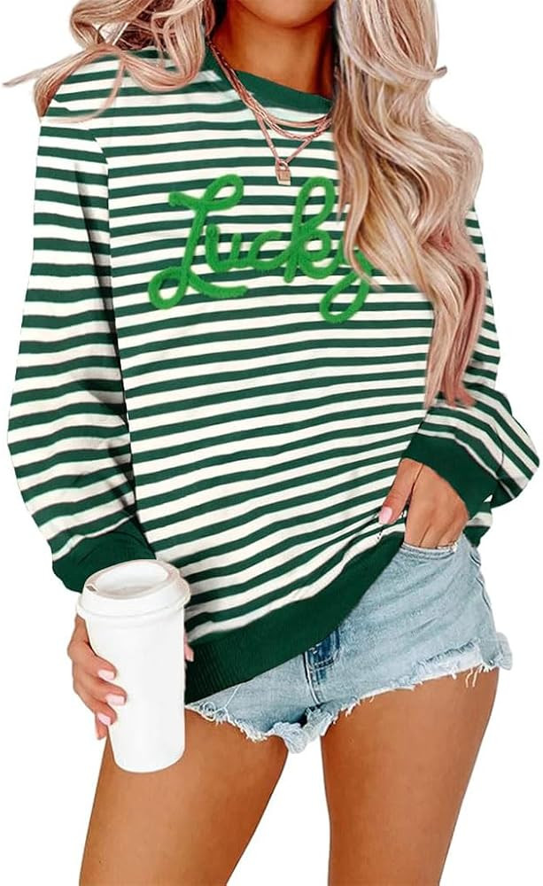 KIDDAD Women St Patrick's Day Sweatshirts: Irish Luck Shamrock Graphic Shirt Casual Holiday Loose... | Amazon (US)