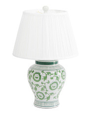 15.5x23 Chinoiserie Ceramic Pleated Linen Shade Table Lamp | TJ Maxx