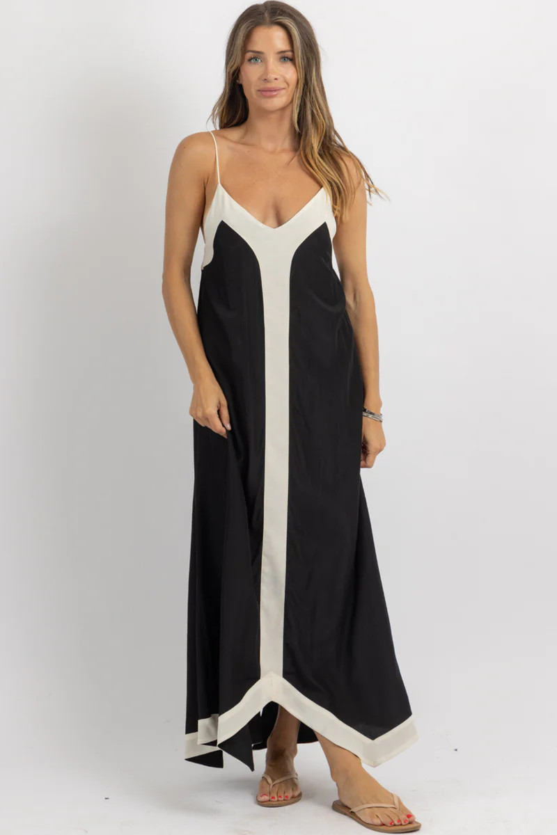 BONJOUR BLACK CONTRAST MAXI DRESS | L'ABEYE