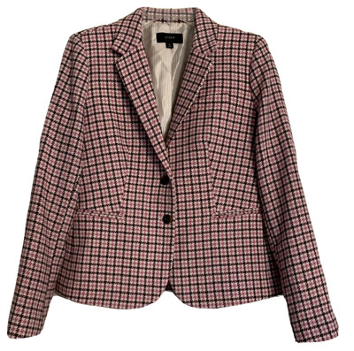J. Crew Women's M Plaid Wool Houndstooth Single Breasted Blazer Jacket Pink NWOT | eBay US
