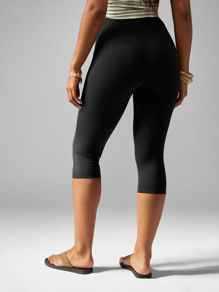 MISSGUIDED High Waist Capri Leggings Compression Pants Premium Stretch Knit Sportswear Workout Gy... | SHEIN