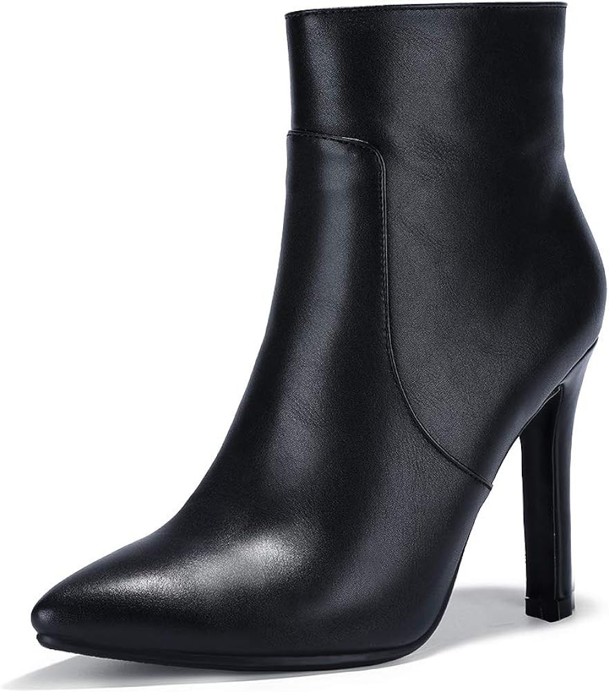 IDIFU Ankle Boots for Women High Heel Pointed Toe Boots Side Zipper Stiletto Booties | Amazon (US)