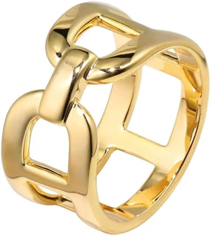 Chunky Chain Silk Scarf Clip for Women Girls Minimalist Silver Wide Band Statement Buckle Wrap Fa... | Amazon (US)