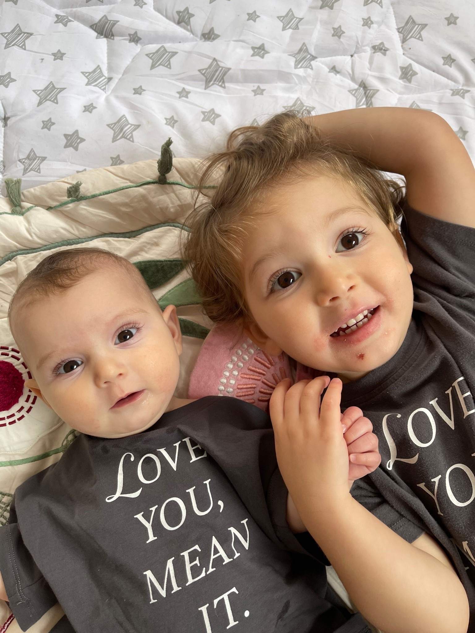 Obsessed with these matching shirts — so soft and cozy and very generously oversized (Milo is in 2/3 and has worn it for the last almost year, and will be able to wear it for another year plus at this rate!). Also comes in adult sizes to match your minis  

#LTKKids #LTKFamily #LTKBaby