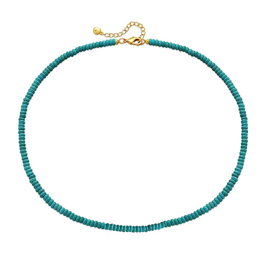Turquoise Beaded Necklace for Women 18k Gold Plated Turquoise Choker Necklaces for Women | Amazon (US)