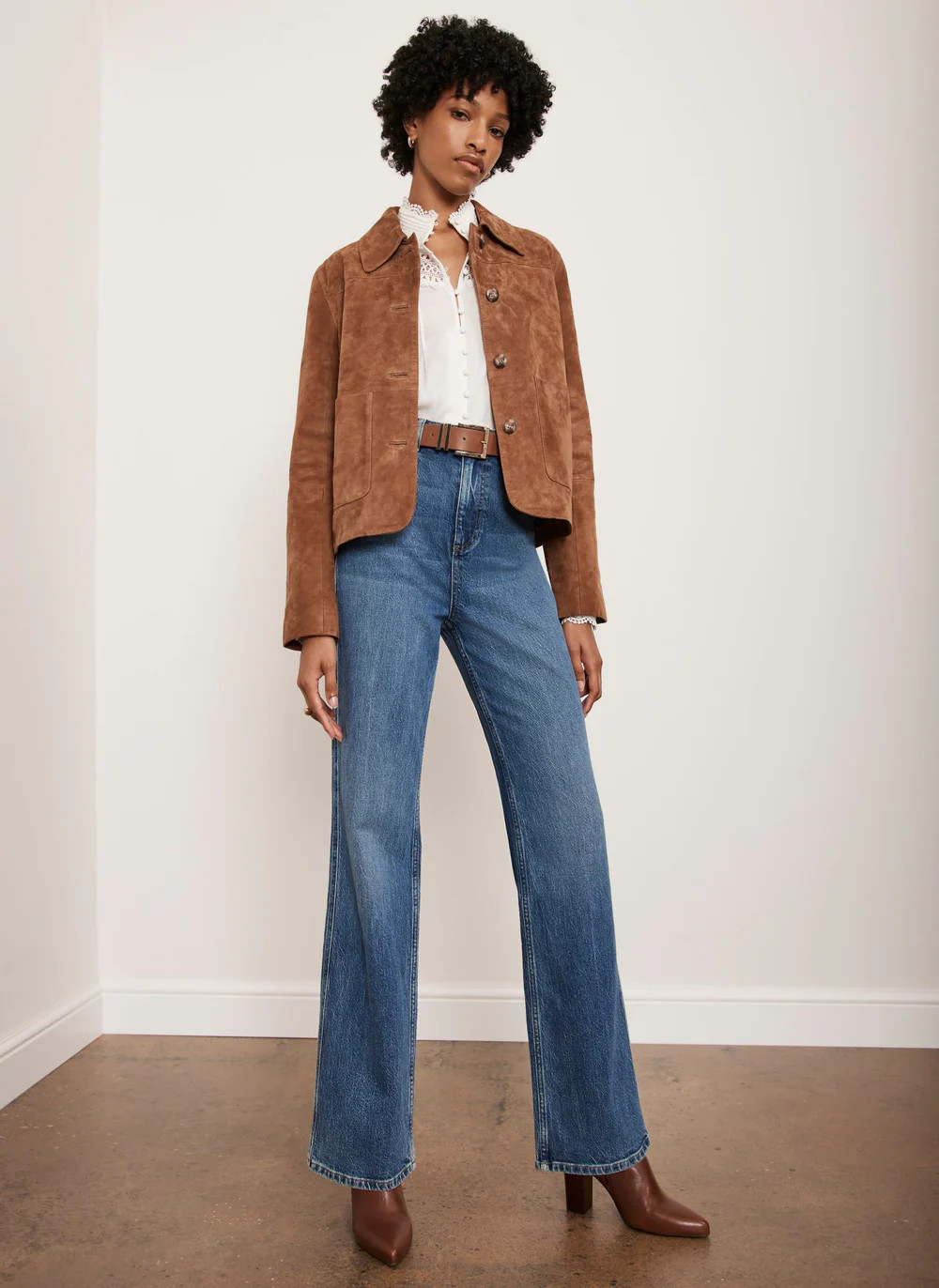 Tan Suede Pocket Detail Jacket | Mint Velvet