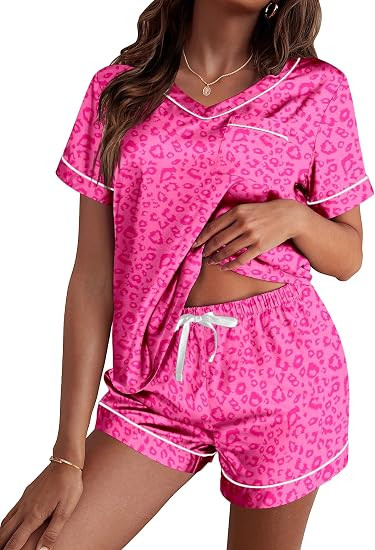 Ekouaer Silk Pajama for Women Short Sleeve Satin Pj Set Two Piece XS-XXL | loungewear or daily we... | Amazon (US)