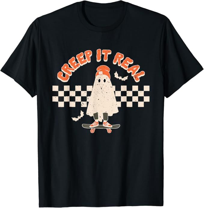 Retro Halloween Creep it Real Vintage Ghost Halloween T-Shirt | Amazon (US)