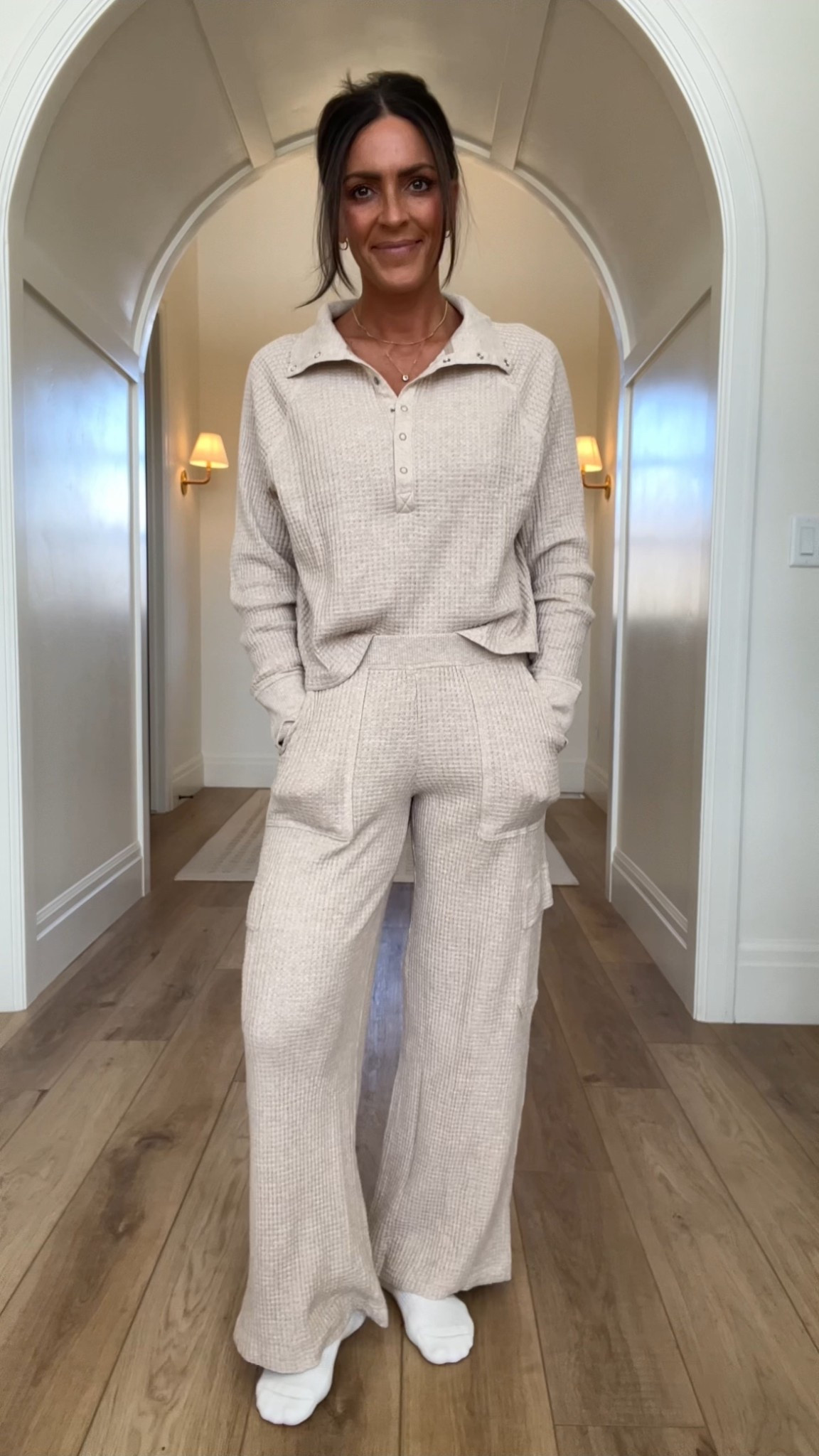 This waffle knit lounge set from @Aerie is so good! It’s cozy and comfy but also a step up from just sweats and a sweatshirt. Comes in a few different colors. In a size small. The pants also come in short, medium and long which I love that you have that option! 

#LTKActive #LTKootd #LTKmomlife