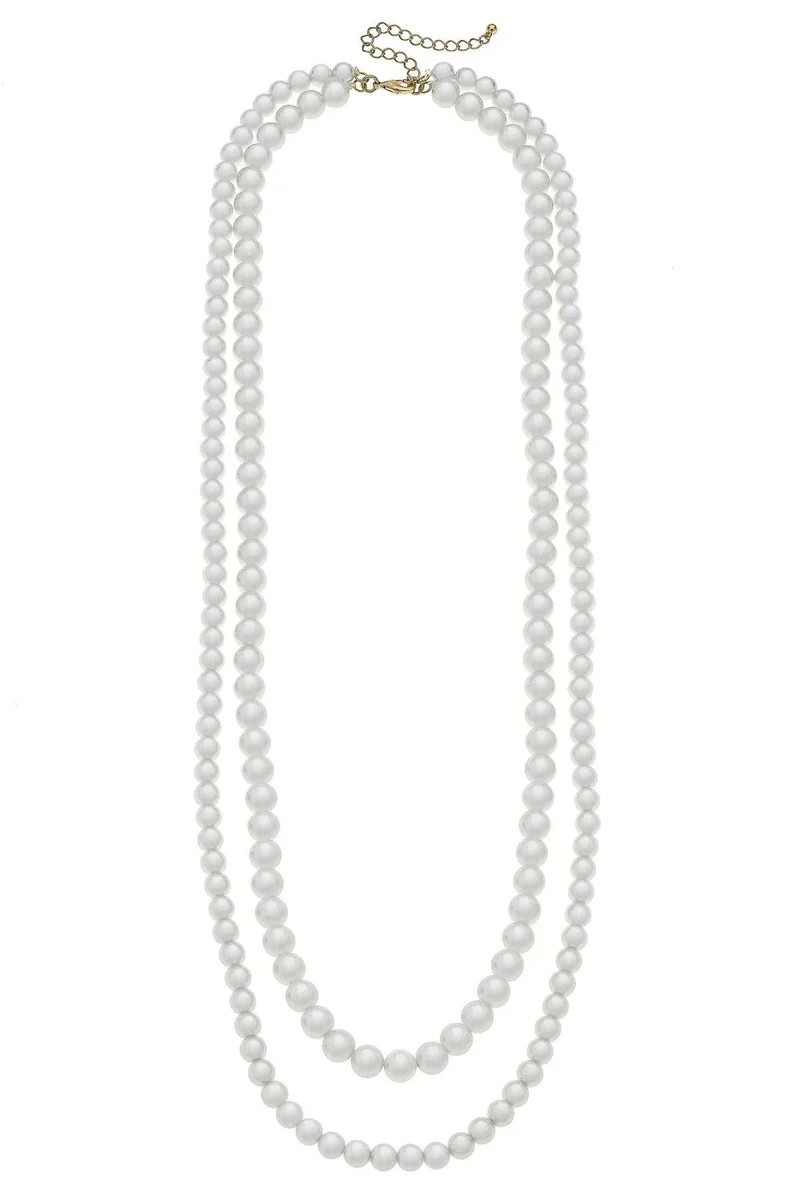 Elizabeth 2-Row Classic Pearl Necklace in Ivory | CANVAS