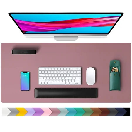Aothia Leather Desk Pad Protector Office Mouse Pad 31.5 x 15.7 DarkPink | Walmart (US)