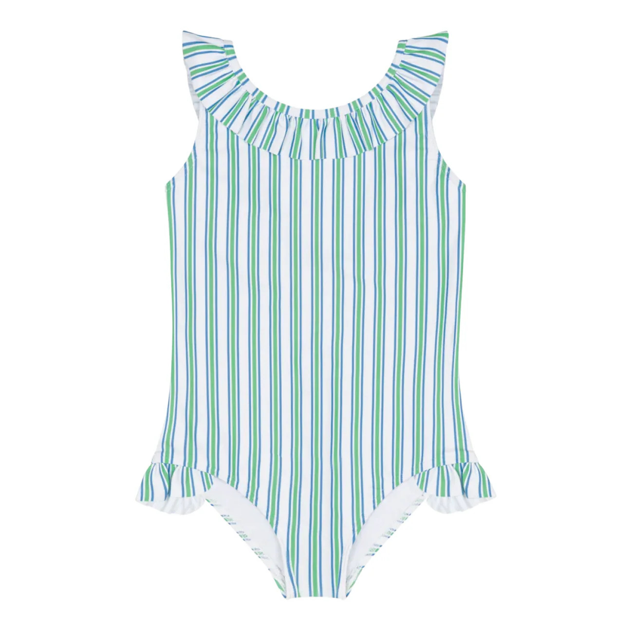 girls tamarin stripe ruffle collar one piece | Minnow