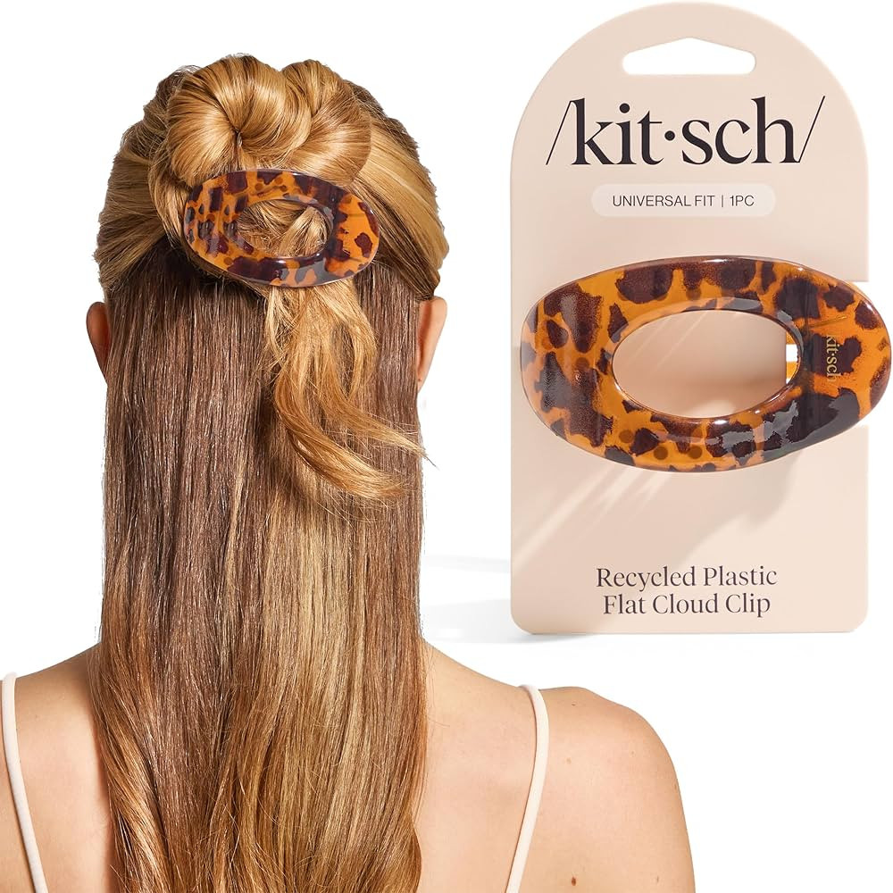 Kitsch Medium Flat Claw Clips for Women - Stylish Flat Hair Clips, Strong Hold for Thick & Fine Hair | Non-Slip for Secure, Comfortable All-Day Wear | Ideal Gifts for Women - Tortoise Design | Amazon (US)