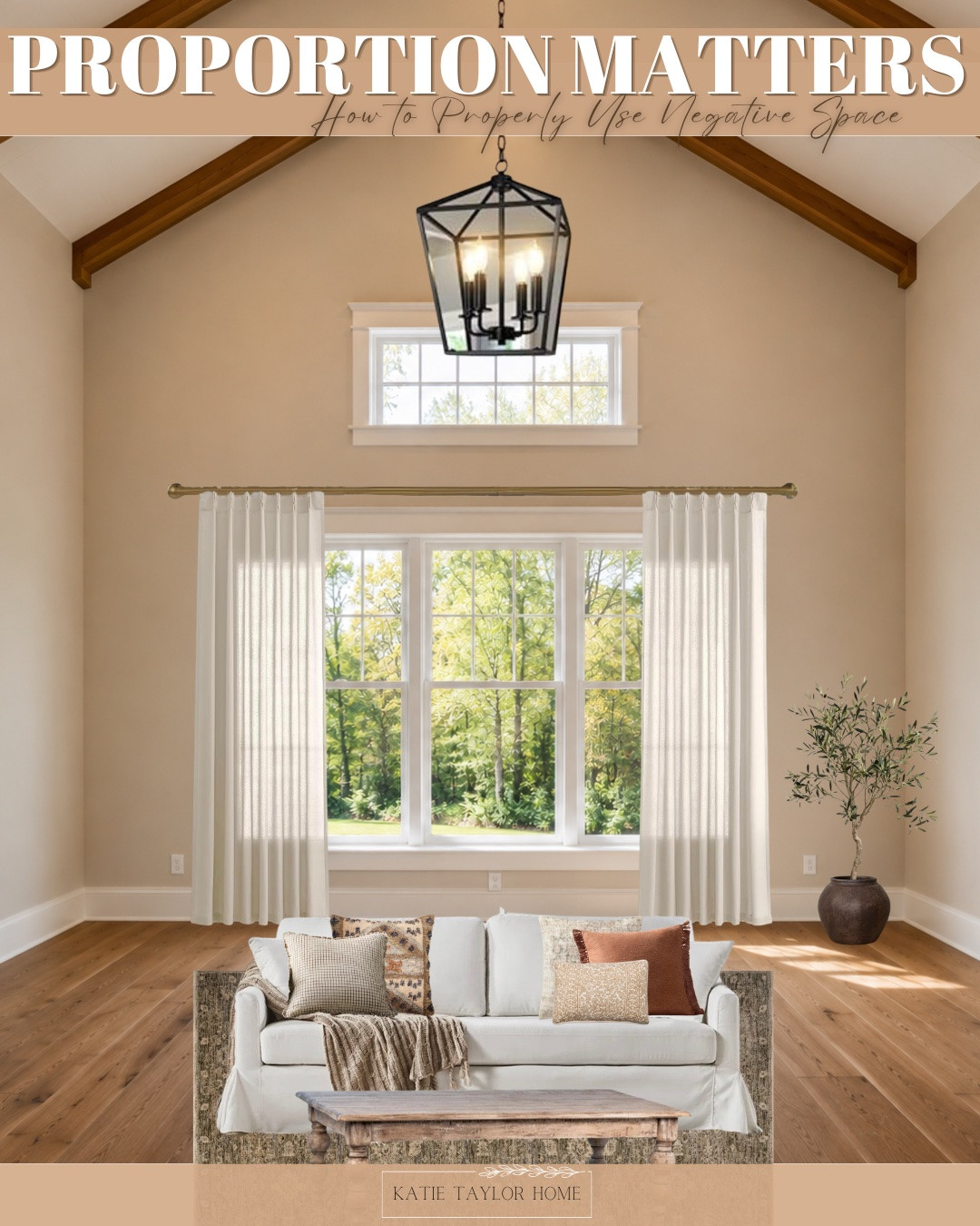 Swipe to see how proportion completely changes the way a room feels 👀

One of the biggest design mistakes I see is TOO much negative space around windows, furniture, lighting, and decor. Empty space isn’t automatically a good thing — because when something is surrounded by too much emptiness, it can actually make it feel smaller.

In the second design: • the curtains visually stretch the wall taller • the oversized chandelier balances the ceiling height • the larger sectional creates stronger visual weight • the properly sized rug grounds the entire seating area • the taller potted tree helps draw the eye upward • and suddenly the windows feel larger and more architectural

Same room. Same windows. Completely different perception.

Your eye judges size through comparison and proportion — which is why undersized furniture, rugs, lighting, and decor can accidentally make a room feel smaller and unfinished.

Save this for the next time your room feels “off” but you can’t figure out why 🤍 

Follow along for more cozy neutral decor, designer styling tricks, and realistic home inspiration that makes your home feel beautifully pulled together ✨

#LTKHome