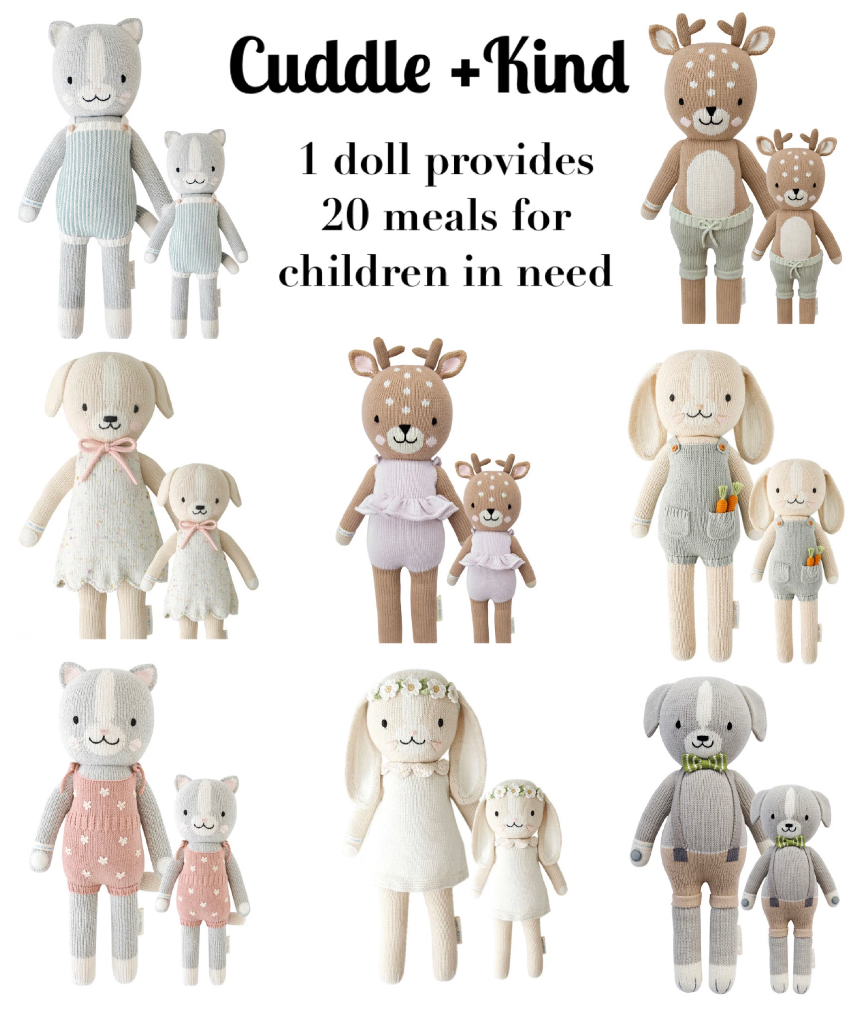 Cuddle + Kind’s goal is to provide
one million meals a year.
My kids and I love these dolls, they are made with natural, high-quality cotton. They are safe, soft and cuddly and the prints they sell are adorable too! #plush #cuddle+kind #baby #kids 

Follow my shop @AdrianneConlan on the @shop.LTK app to shop this post and get my exclusive app-only content!

#liketkit #LTKbaby #LTKkids #LTKGiftGuide
@shop.ltk
https://liketk.it/3Xpg8

#LTKkids #LTKGiftGuide #LTKbaby