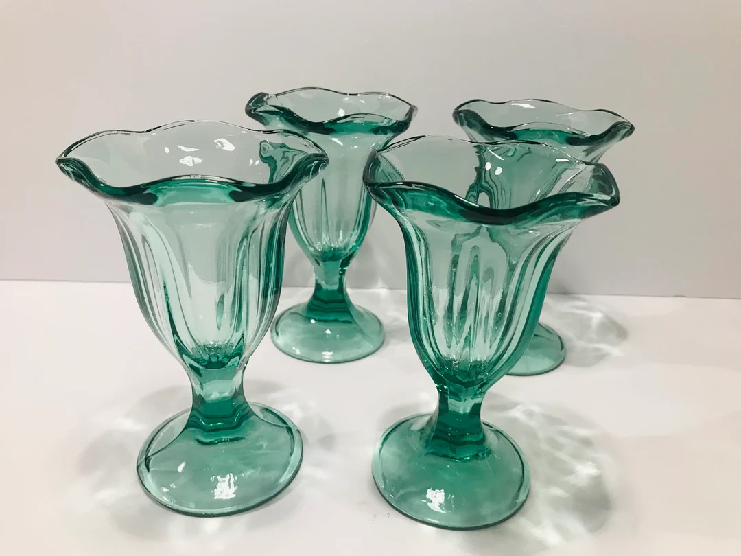 Vintage Set of 4 Emerald Green Anchor Hocking Parfait Bowls - Etsy | Etsy (Global)