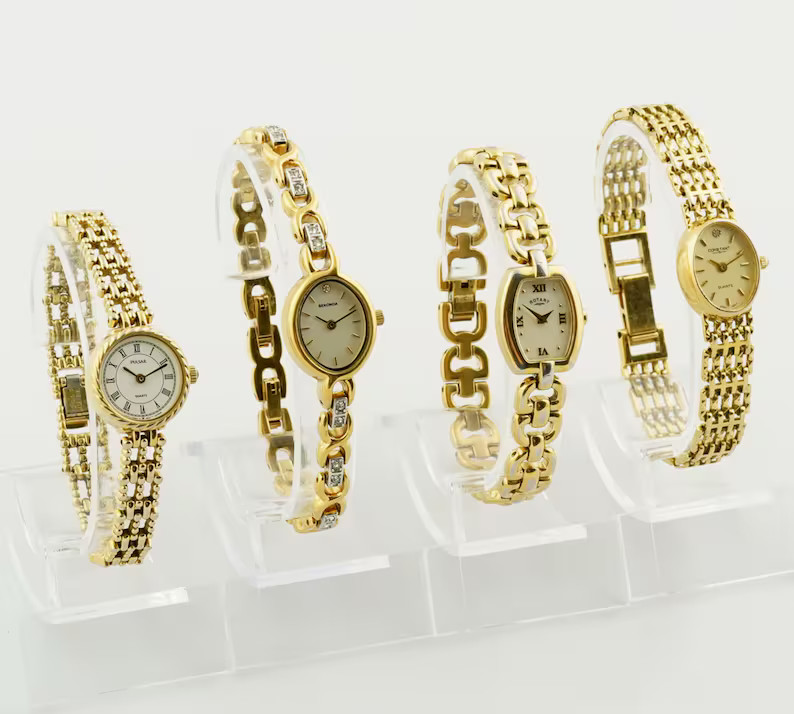 Vintage Women's Pulsar Watch, Rotary gold colored womens Watch, Thin ladies cocktail wristwatches... | Etsy (US)