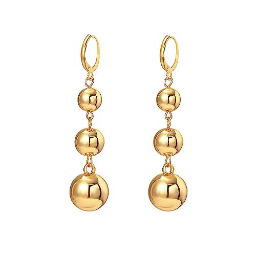 Gold Ball Drop Earrings - Dangling Tassel Metal Dangle Beaded Cluster Chandelier Drop Chunky Party Trendy Women's Jewelry | Amazon (US)