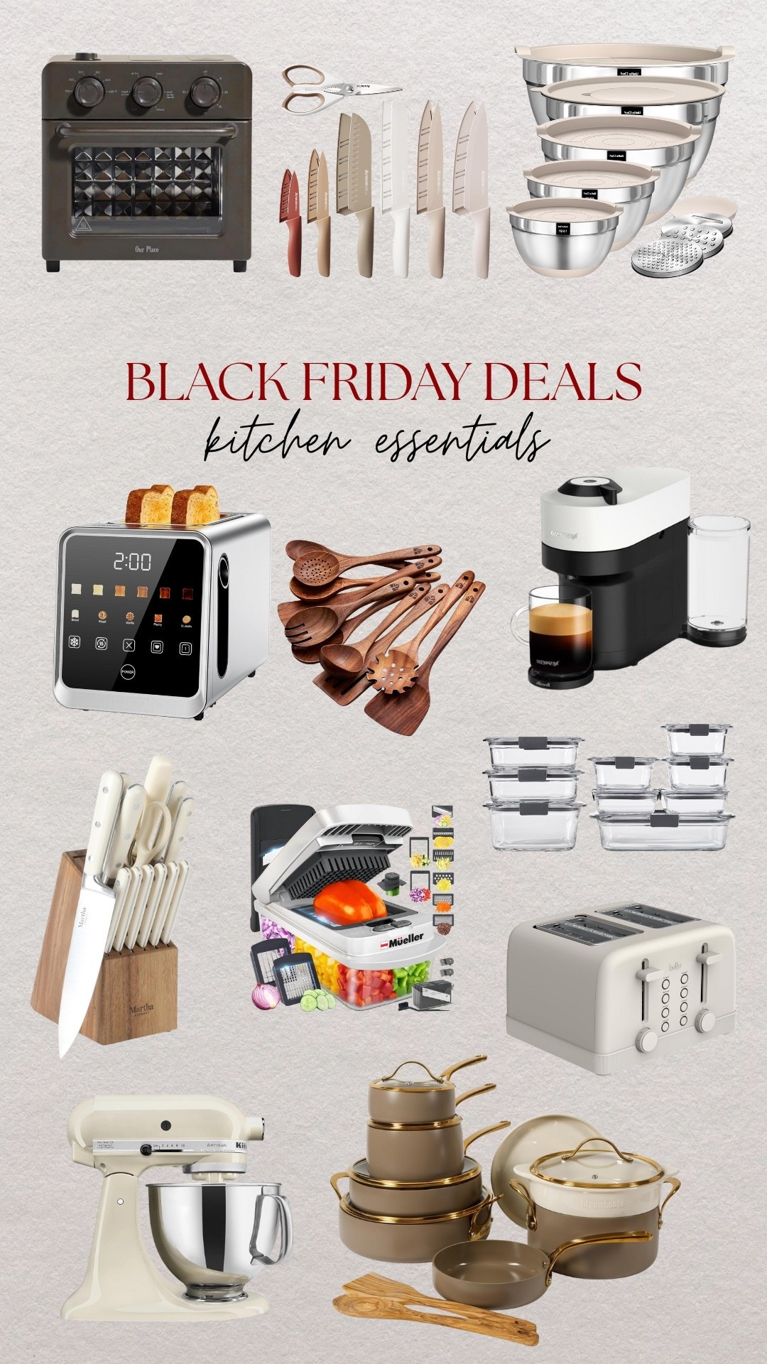 Black Friday deals 😍 kitchen essentials - kitchen appliances, kitchen knife set, toaster, glass containers, stainless steel bowls

#LTKGiftGuide #LTKCyberWeek #LTKSaleAlert