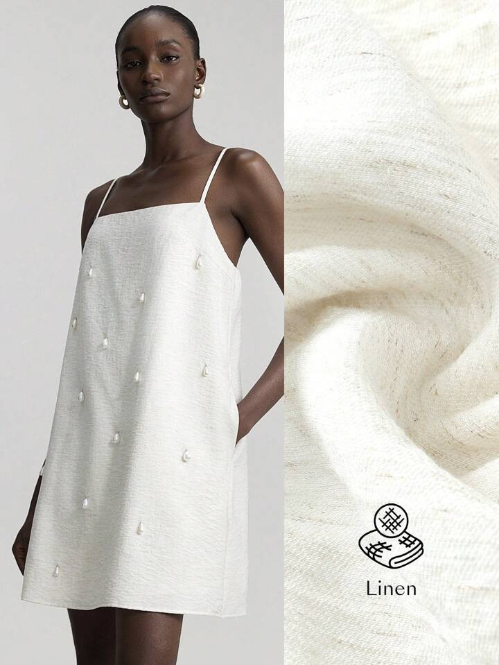 Ontre 2025 New Thin Strap Design A-Line Loose Fit Women's Dress, Comfortable Casual Style With Pe... | SHEIN