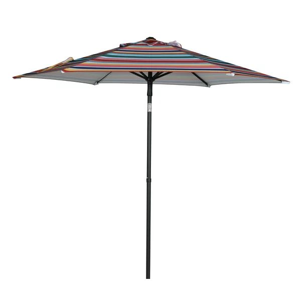 Mainstays 7.5ft Multi Stripe Multi Color Round Outdoor Tilting Market Patio Umbrella with Push-up... | Walmart (US)