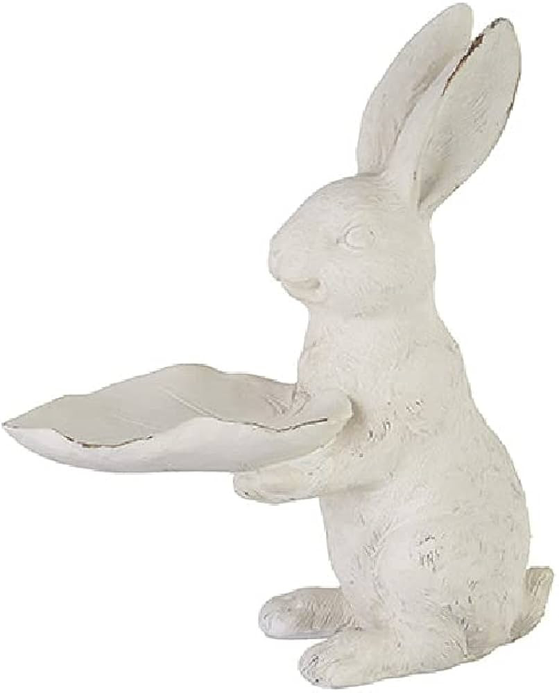 RAZ Imports 4211082 Bunny Figurine with Leaf Tray, 9.75-inch Height, Resin | Amazon (US)