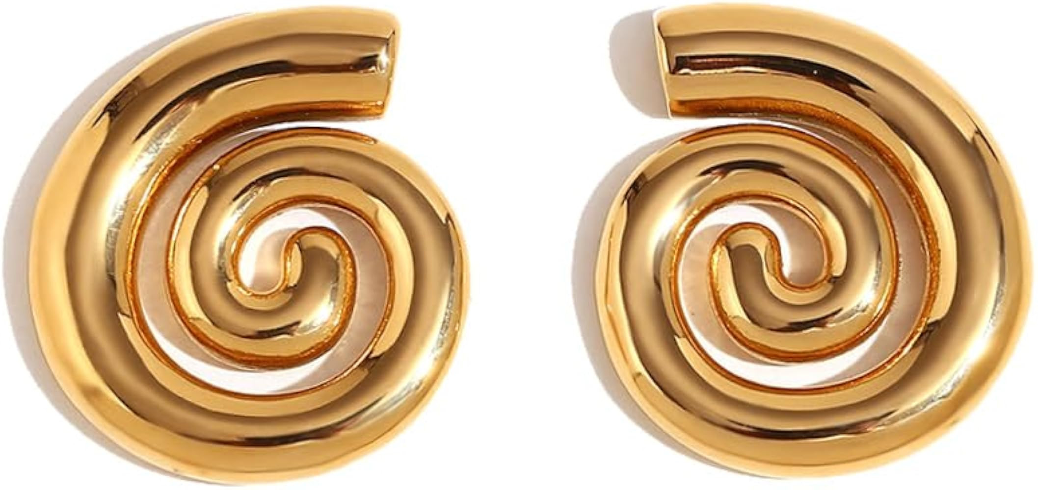 Swirl Spiral Stud Earrings for Women 18K Gold Plated Stainless Steel Round Spiral Coiled Studs Ea... | Amazon (US)