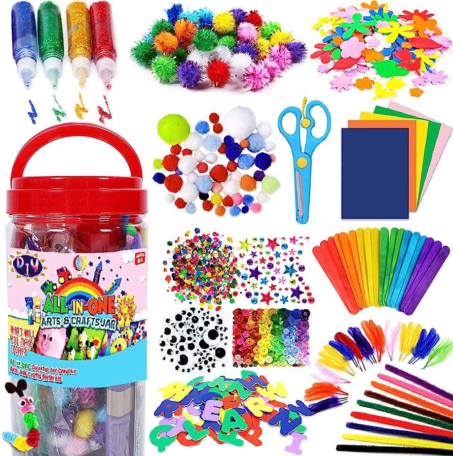 FUNZBO Arts and Crafts Supplies for Kids - Craft Kits for Kids with Construction Paper & Craft To... | Amazon (US)
