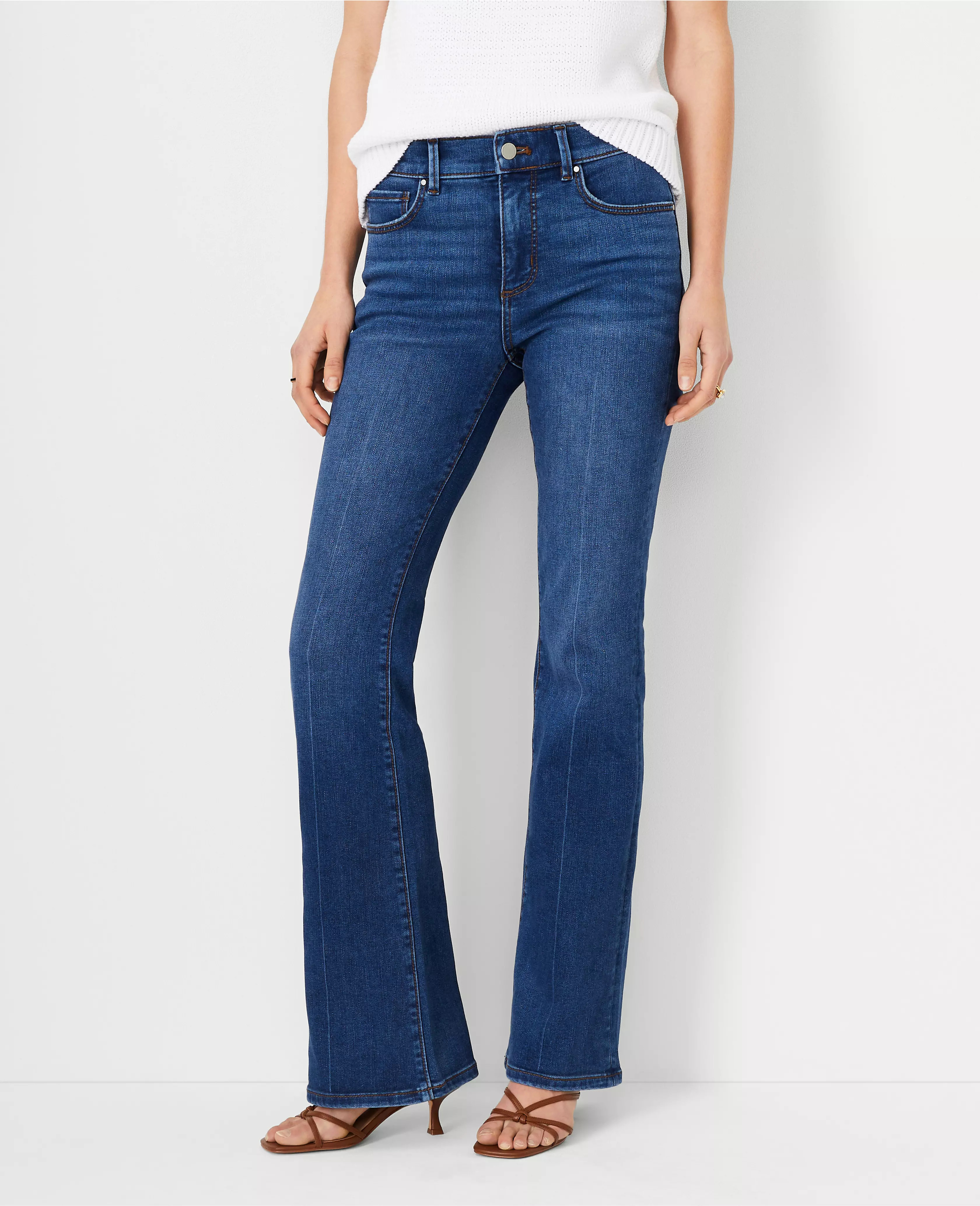 Mid Rise Boot Cut Jeans in Classic Mid Wash | Ann Taylor (US)