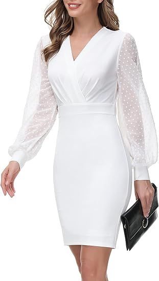 GRACE KARIN Women's Pencil Work Dresses Long Sleeve V Neck Bodycon Business Dress Elegant Cocktai... | Amazon (US)