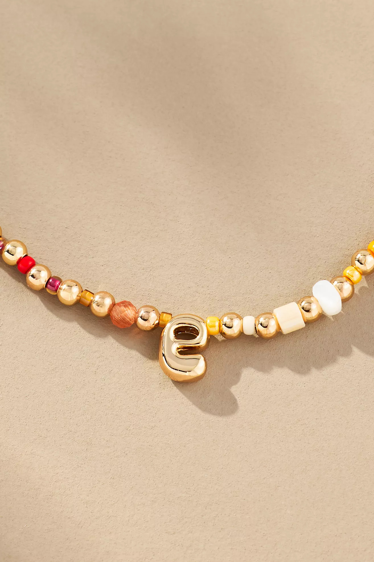 Beaded Bubble Letter Lowercase Monogram Necklace | Anthropologie (US)