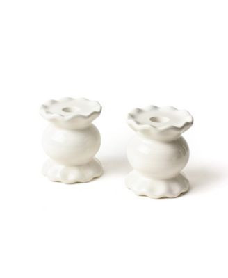 Coton Colors Signature Small Knob Candle Holder with Ruffle, Set of 2 - Blue | Macy's