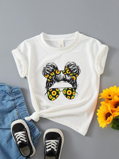 Toddler Girls Floral & Figure Tee | SHEIN