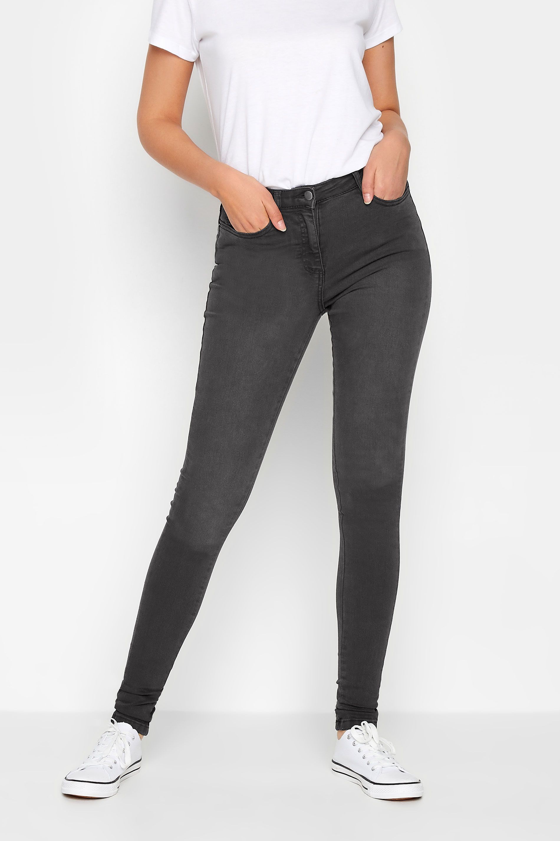 LTS Tall Black Washed AVA Stretch Skinny Jeans | Long Tall Sally