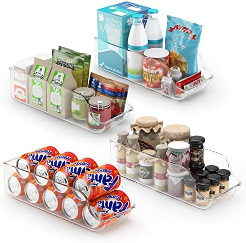 Refrigerator Organizer Bins, 4 Pack Plastic Clear Pop Soda Can Dispenser Holder Drink Water Bever... | Amazon (US)