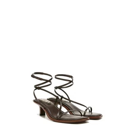 SAM EDELMAN Womens Brown Strappy Asymmetrical Padded Dominique Square Toe Kitten Heel Buckle Leather | Walmart (US)