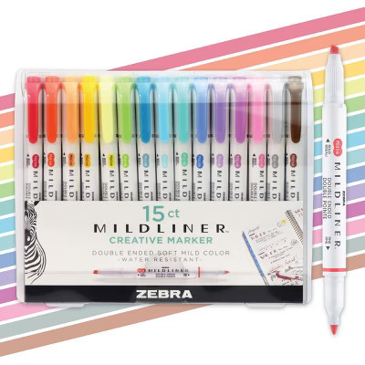 Zebra 15ct Mildliner Dual-tip Creative Colorful Marker Gifting: Mildliner Highlighters, Fine & Bold Tips, Multicolored Ink, Teacher Supplies | Target