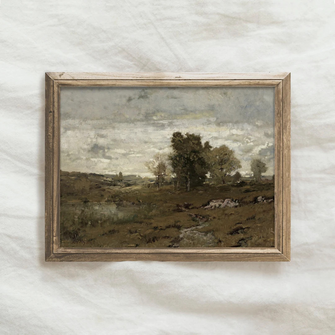 Vintage Shepherd Landscape Painting / Rustic Oil Painting PRINTABLE Art / Digital Download | 22 | Etsy (US)