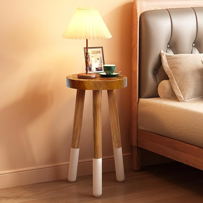 Teak 11.8” Round Dip Dyed Teak Stool | Wood Accent Side Table | Wood Plant Stand (20" Tall) | Amazon (US)