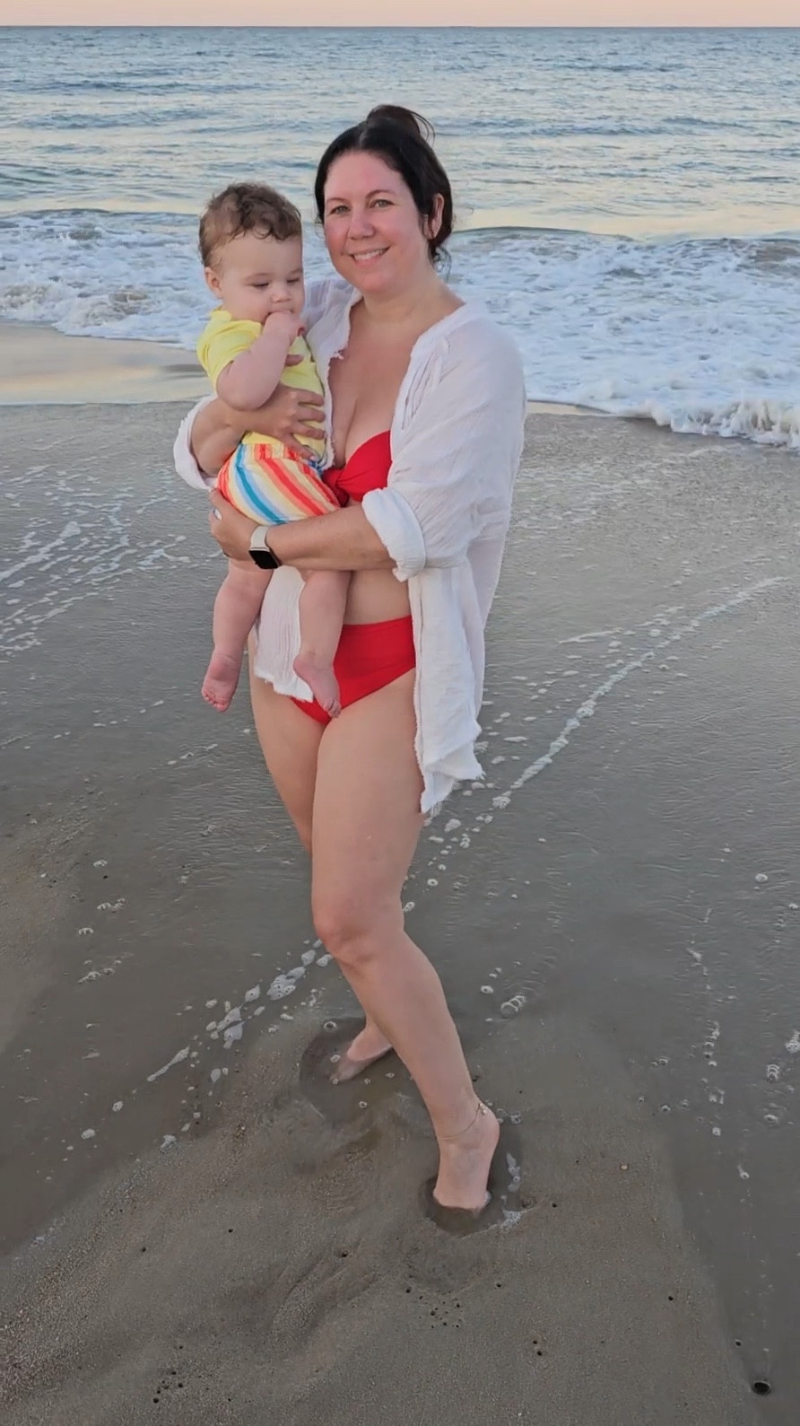 Red bikini top, red ribbed bikini bottom, swim, beach outfit, coverup button down shirt, midsize swimsuit

#LTKFindsUnder50 #LTKSwim #LTKMidsize