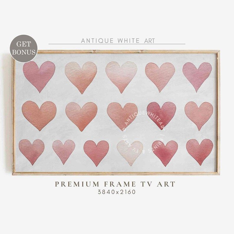 Valentine's Day Frame TV Art File, Watercolor Valentine Hearts, Muted Blush Abstract Valentines A... | Etsy (US)