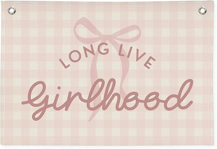 Pink Cute Room Decor Long Live Girlhood Banner, Coquette Bow Girls Room Decor for Nursery Playroo... | Amazon (US)