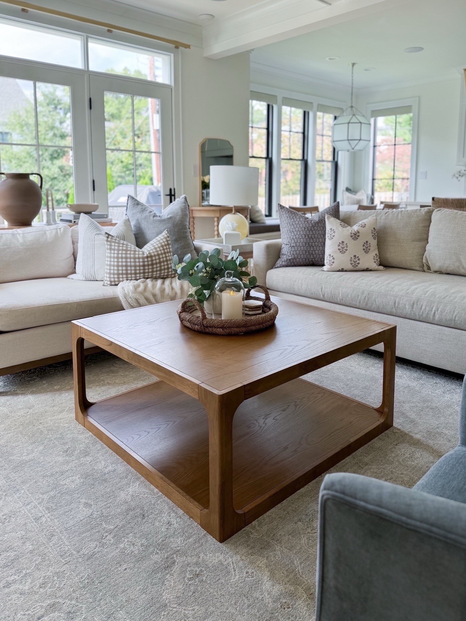 Cozy, yet neutral, living room, design! Pottery barn York Sofa in performance pebble heathered tweed upholstery, white, gray area rug, Walmart Square, coffee table, affordable pillow covers from Amazon

#LTKStyleTip #LTKHome #LTKFindsUnder100