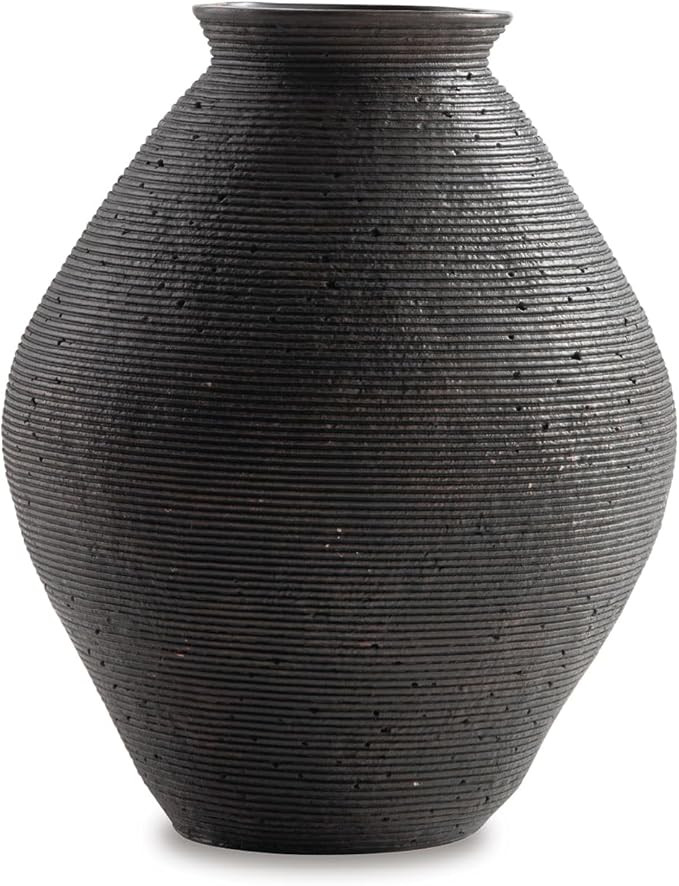 Signature Design by Ashley Hannela 12" Modern Distressed Polyresin Vase, Antique Brown | Amazon (US)