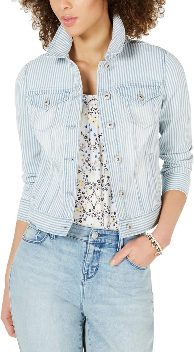 Style & Co. Stripe Denim Jacket | Amazon (US)