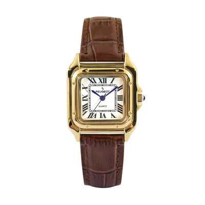 Peugeot Slim Leather Tank Watch- 36MM in Black at Nordstrom | Nordstrom