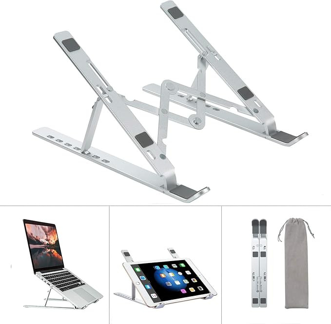 Laptop Stand Portable, KOOPAO Notebook Holder Adjustable Foldable Ventilated Desk Tablet Aluminum... | Amazon (US)
