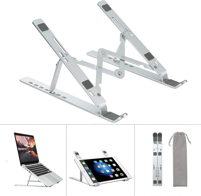 Laptop Stand Portable, KOOPAO Notebook Holder Adjustable Foldable Ventilated Desk Tablet Aluminum... | Amazon (US)