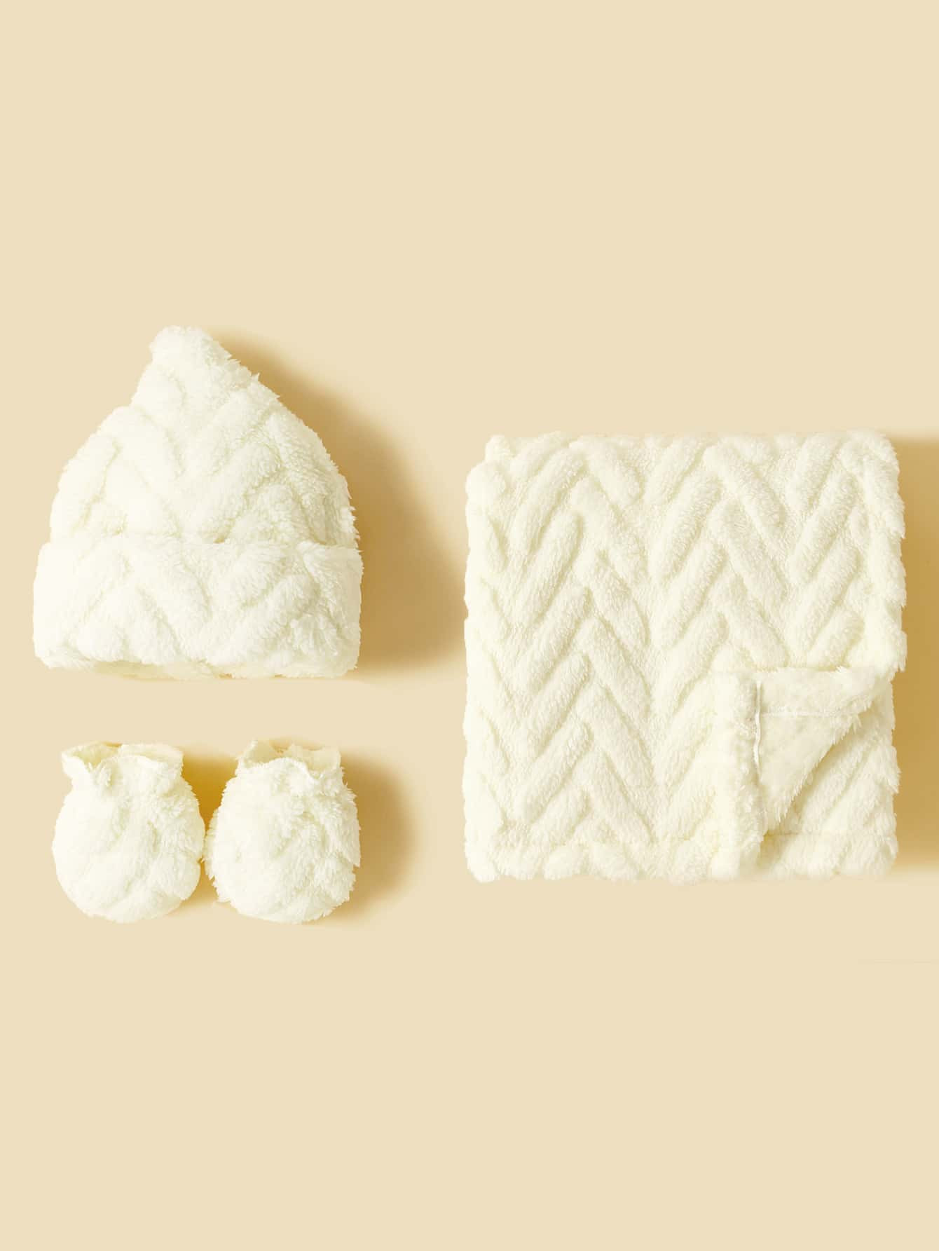 1pc Baby Solid Swaddling Blanket & 1pc Hat & 1pair Gloves | SHEIN